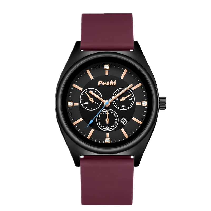 POSHI Fashion Women's Watches Luxury High Quality Silicone Strap
