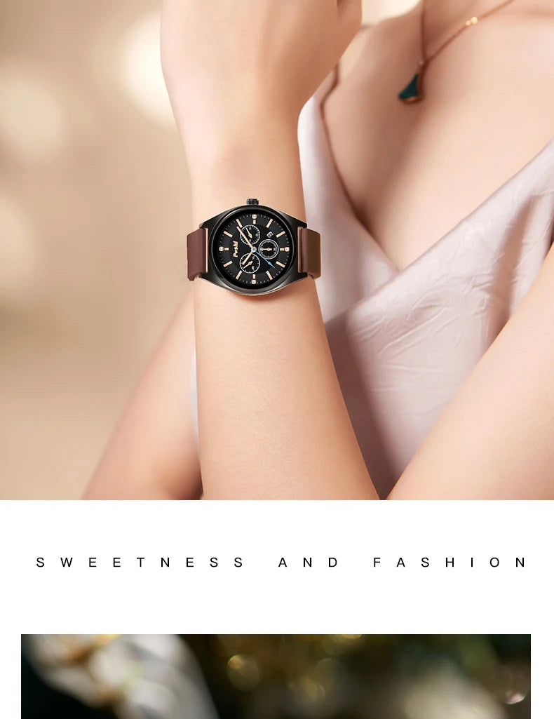 POSHI Fashion Women's Watches Luxury High Quality Silicone Strap