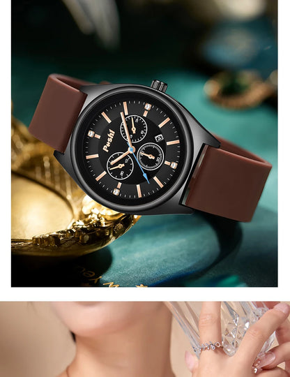 POSHI Fashion Women's Watches Luxury High Quality Silicone Strap
