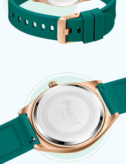POSHI Fashion Women's Watches Luxury High Quality Silicone Strap