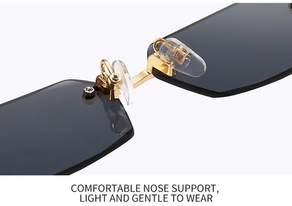 Rimless Sunglasses Rectangle Fashion Popular Women Men
