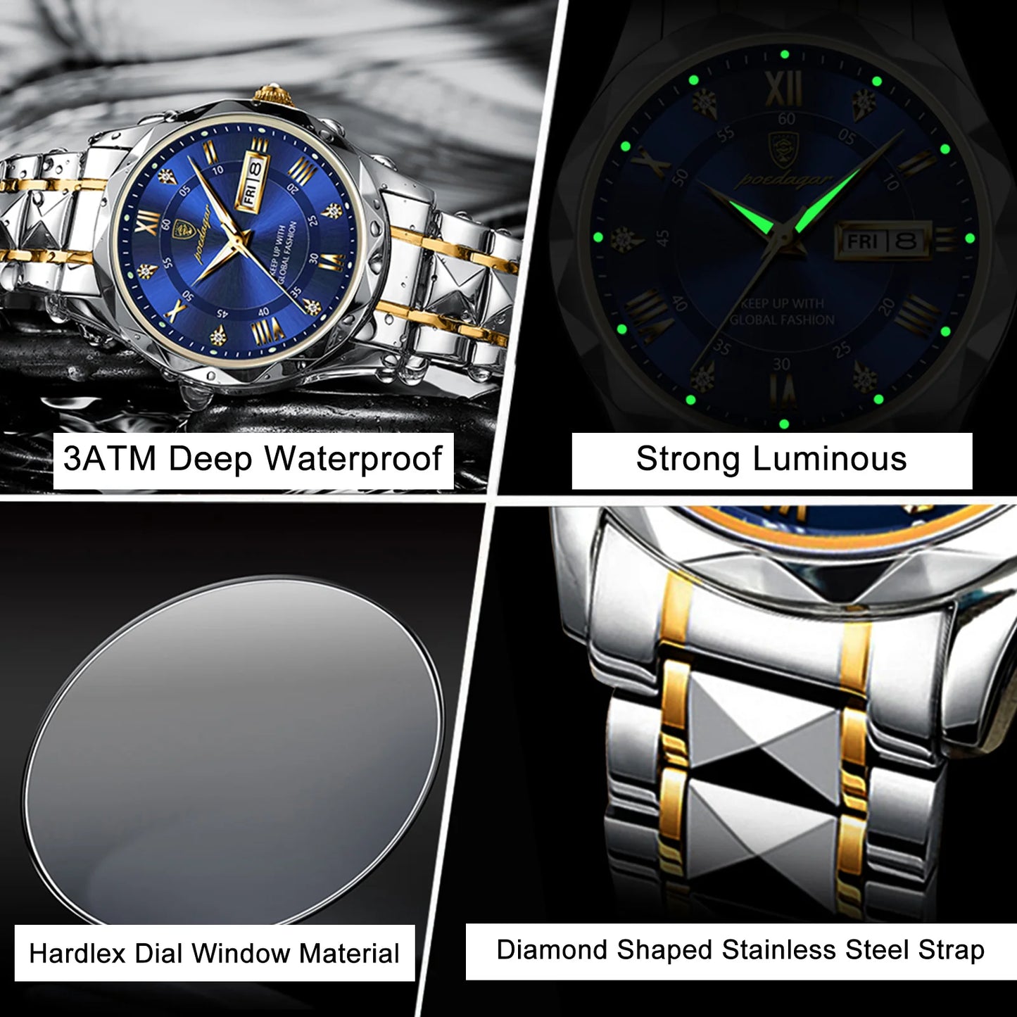 POEDAGAR Top Luxury Men Quartz Watch For Men Sports Waterproof