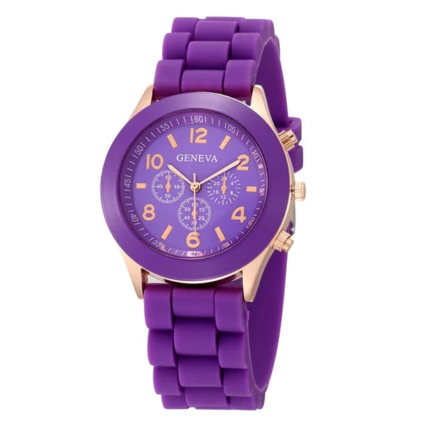 Famous Brand Geneva Ladies Fashion Watch Male and Female Student Silicone Quartz Wristwatch Clock Wholesale Relogio Feminino