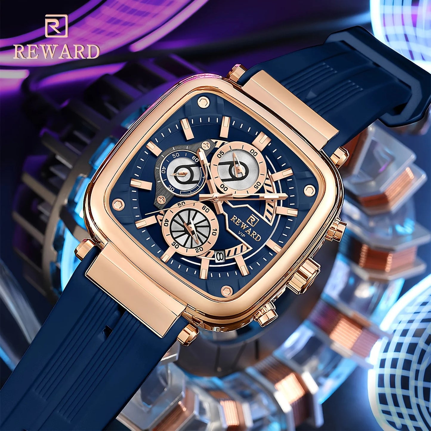 REWARD Men Watches Quartz Analog Waterproof  Silicone Strap Luxury Casual Watch for Men
