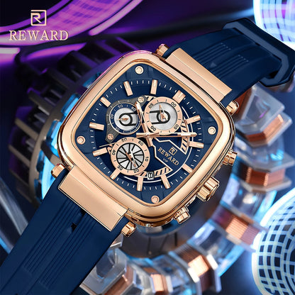 REWARD Men Watches Quartz Analog Waterproof  Silicone Strap Luxury Casual Watch for Men