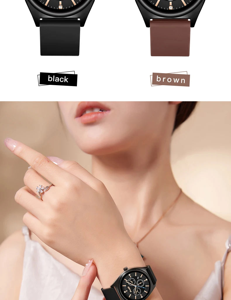 POSHI Fashion Women's Watches Luxury High Quality Silicone Strap