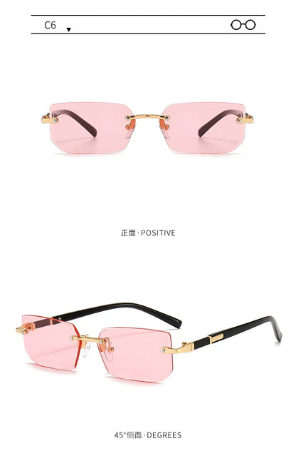 Rimless Sunglasses Rectangle Fashion Popular Women Men