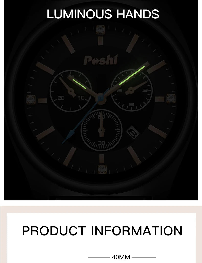 POSHI Fashion Women's Watches Luxury High Quality Silicone Strap