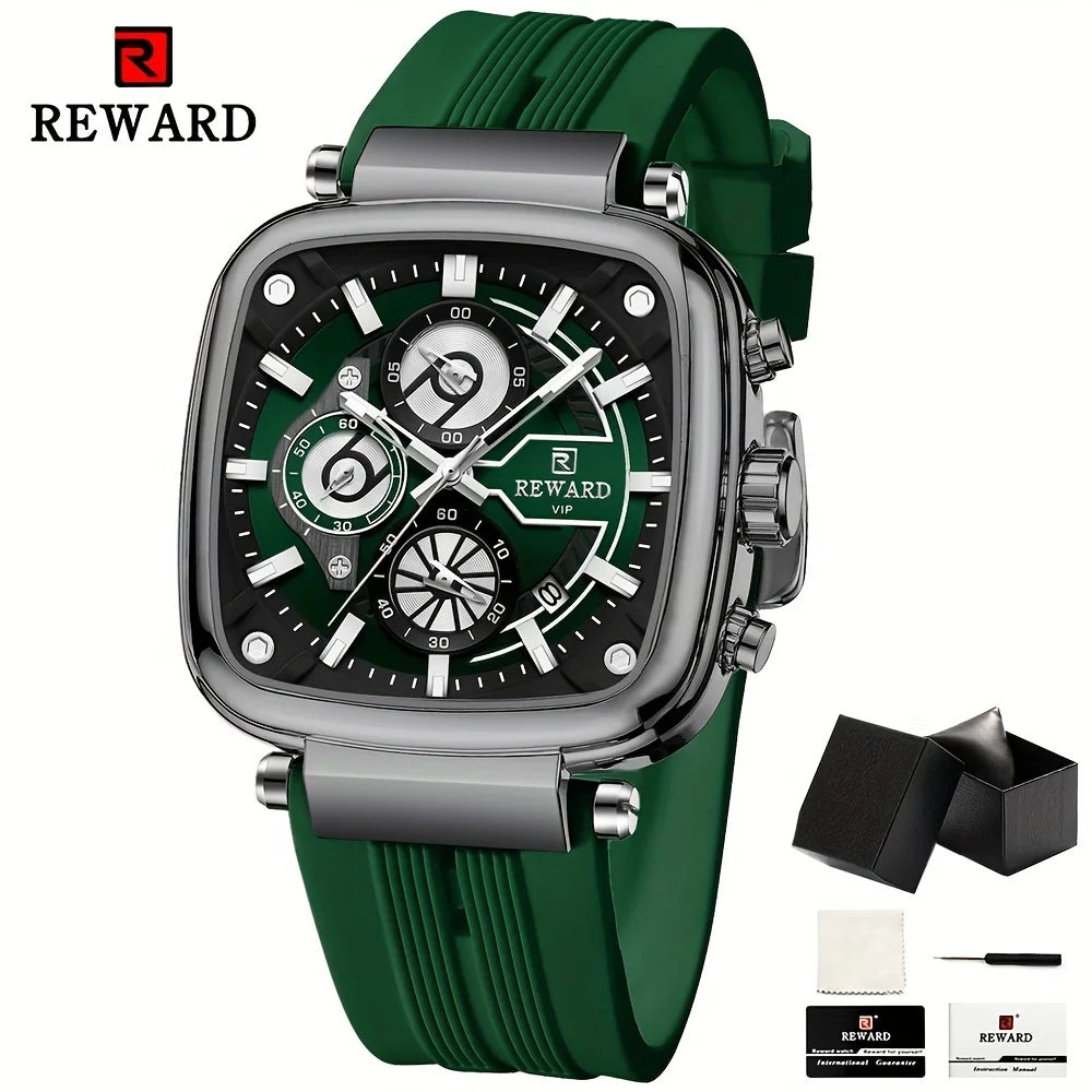 REWARD Men Watches Quartz Analog Waterproof  Silicone Strap Luxury Casual Watch for Men