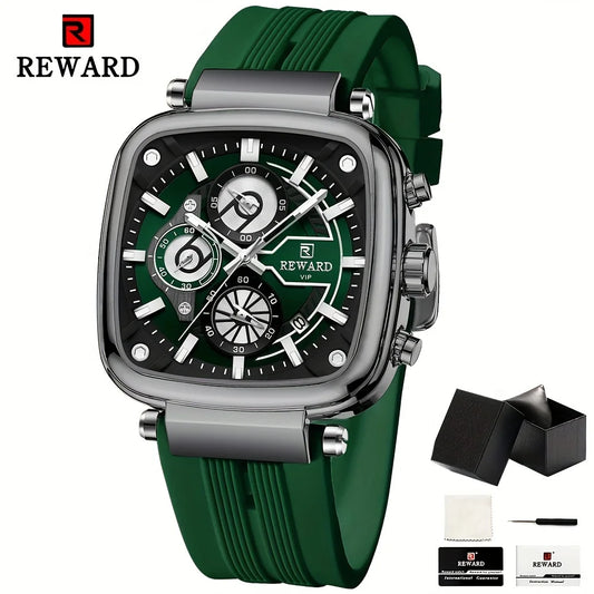 REWARD Men Watches Quartz Analog Waterproof  Silicone Strap Luxury Casual Watch for Men