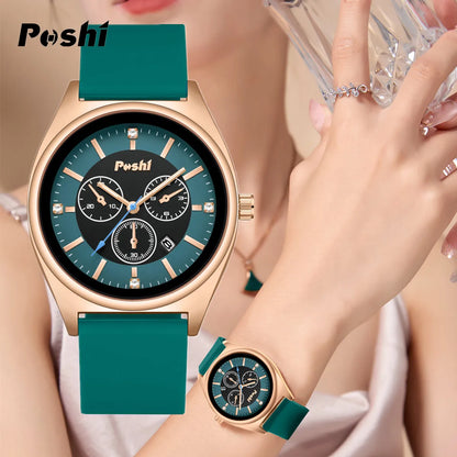 POSHI Fashion Women's Watches Luxury High Quality Silicone Strap