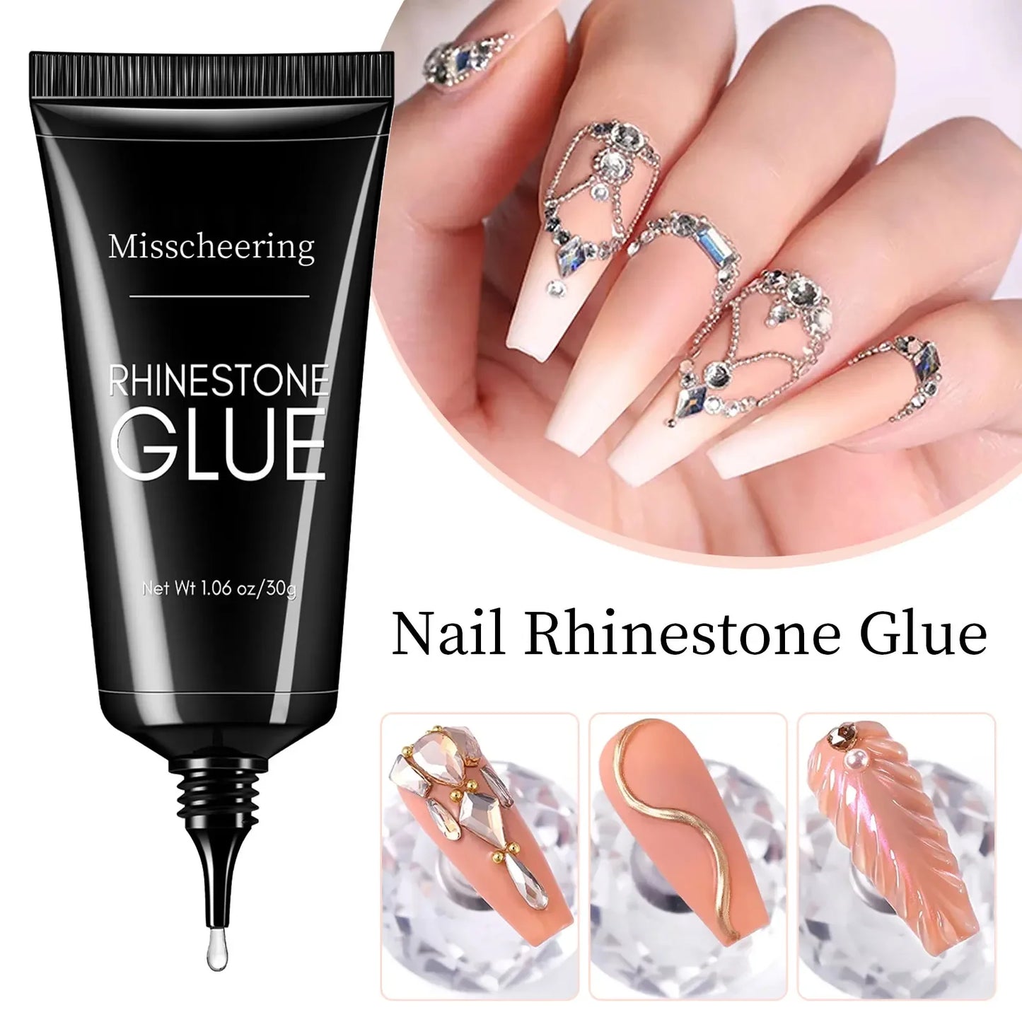 30g Nail Rhinestone Glue for Nails Super Strong Gel Nail Glue for Nail Charm