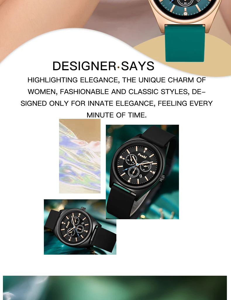 POSHI Fashion Women's Watches Luxury High Quality Silicone Strap