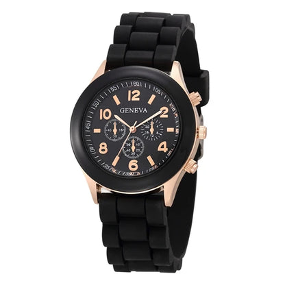 Famous Brand Geneva Ladies Fashion Watch Male and Female Student Silicone Quartz Wristwatch Clock Wholesale Relogio Feminino