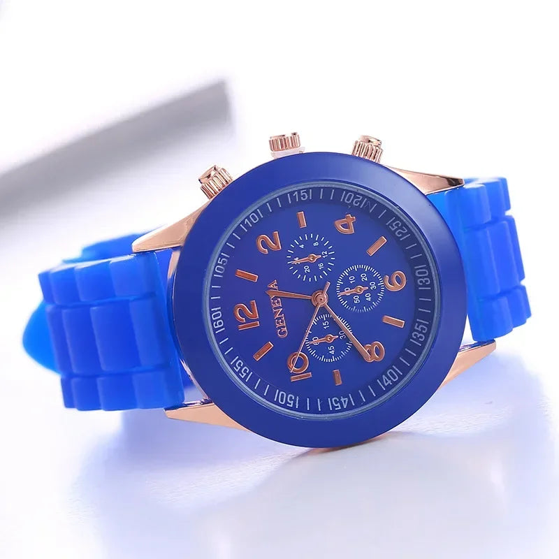 Famous Brand Geneva Ladies Fashion Watch Male and Female Student Silicone Quartz Wristwatch Clock Wholesale Relogio Feminino