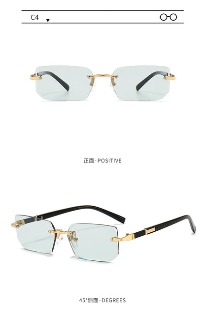 Rimless Sunglasses Rectangle Fashion Popular Women Men