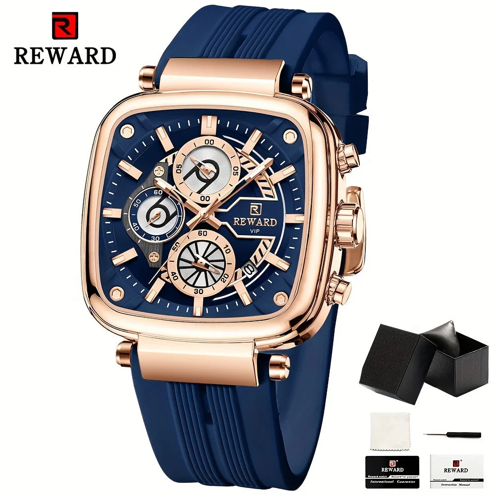 REWARD Men Watches Quartz Analog Waterproof  Silicone Strap Luxury Casual Watch for Men