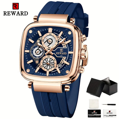 REWARD Men Watches Quartz Analog Waterproof  Silicone Strap Luxury Casual Watch for Men