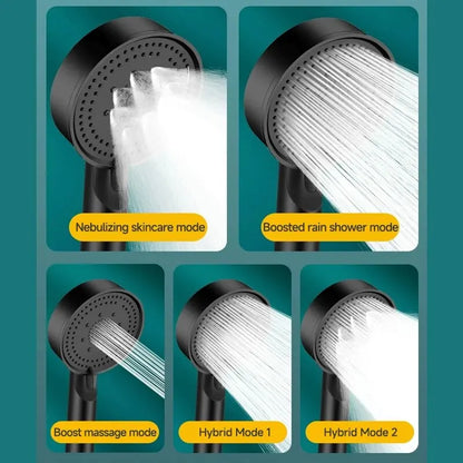 5 Modes Pressure Boost Shower Head Multifunction Adjustable Large Water Shower