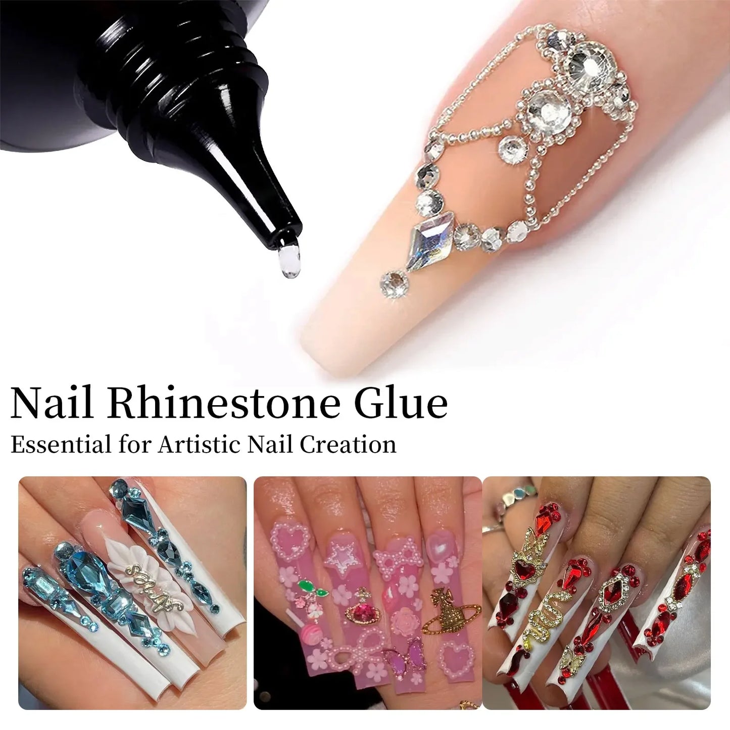 30g Nail Rhinestone Glue for Nails Super Strong Gel Nail Glue for Nail Charm