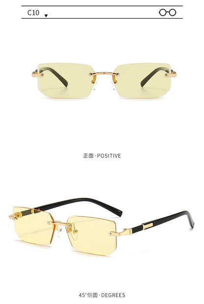Rimless Sunglasses Rectangle Fashion Popular Women Men