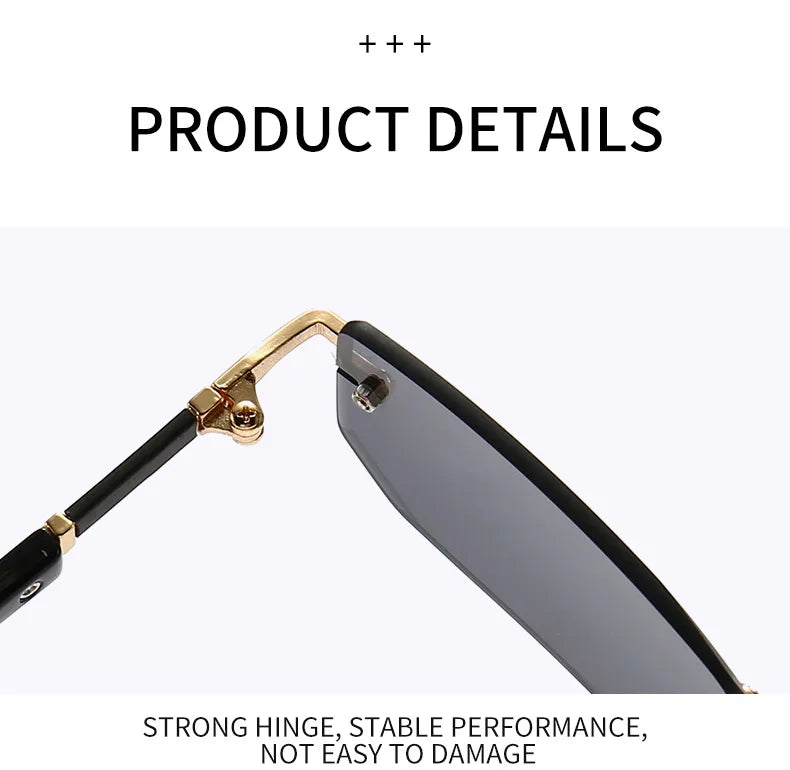 Rimless Sunglasses Rectangle Fashion Popular Women Men