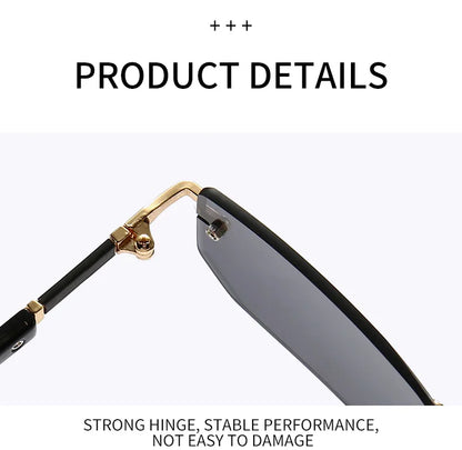 Rimless Sunglasses Rectangle Fashion Popular Women Men