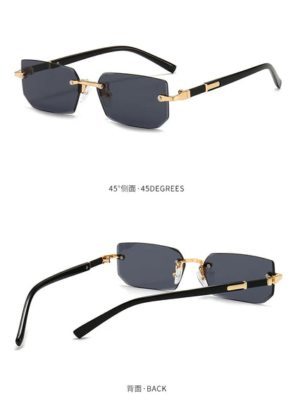 Rimless Sunglasses Rectangle Fashion Popular Women Men