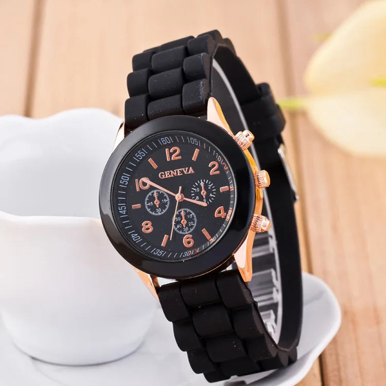 Famous Brand Geneva Ladies Fashion Watch Male and Female Student Silicone Quartz Wristwatch Clock Wholesale Relogio Feminino