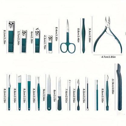 Professional 7/10/12/18 Piece Nail Care Kit Stainless Steel Manicure