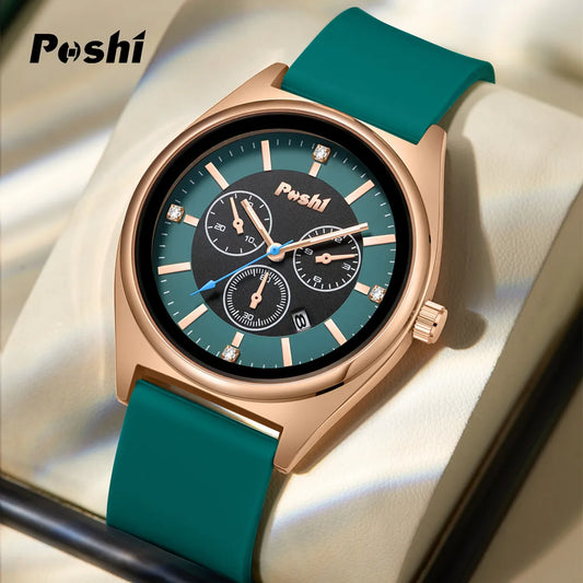 POSHI Fashion Women's Watches Luxury High Quality Silicone Strap