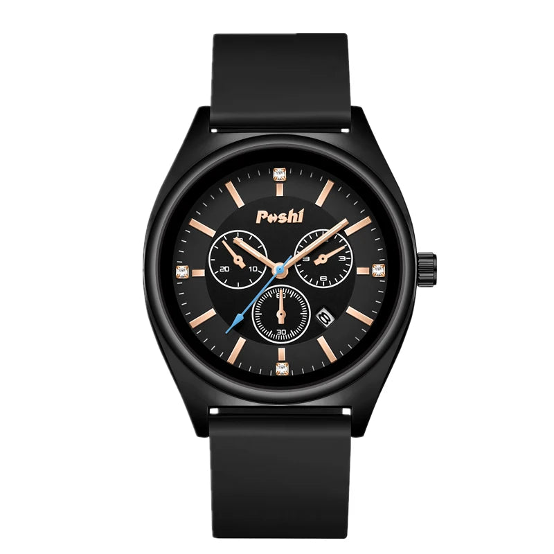 POSHI Fashion Women's Watches Luxury High Quality Silicone Strap