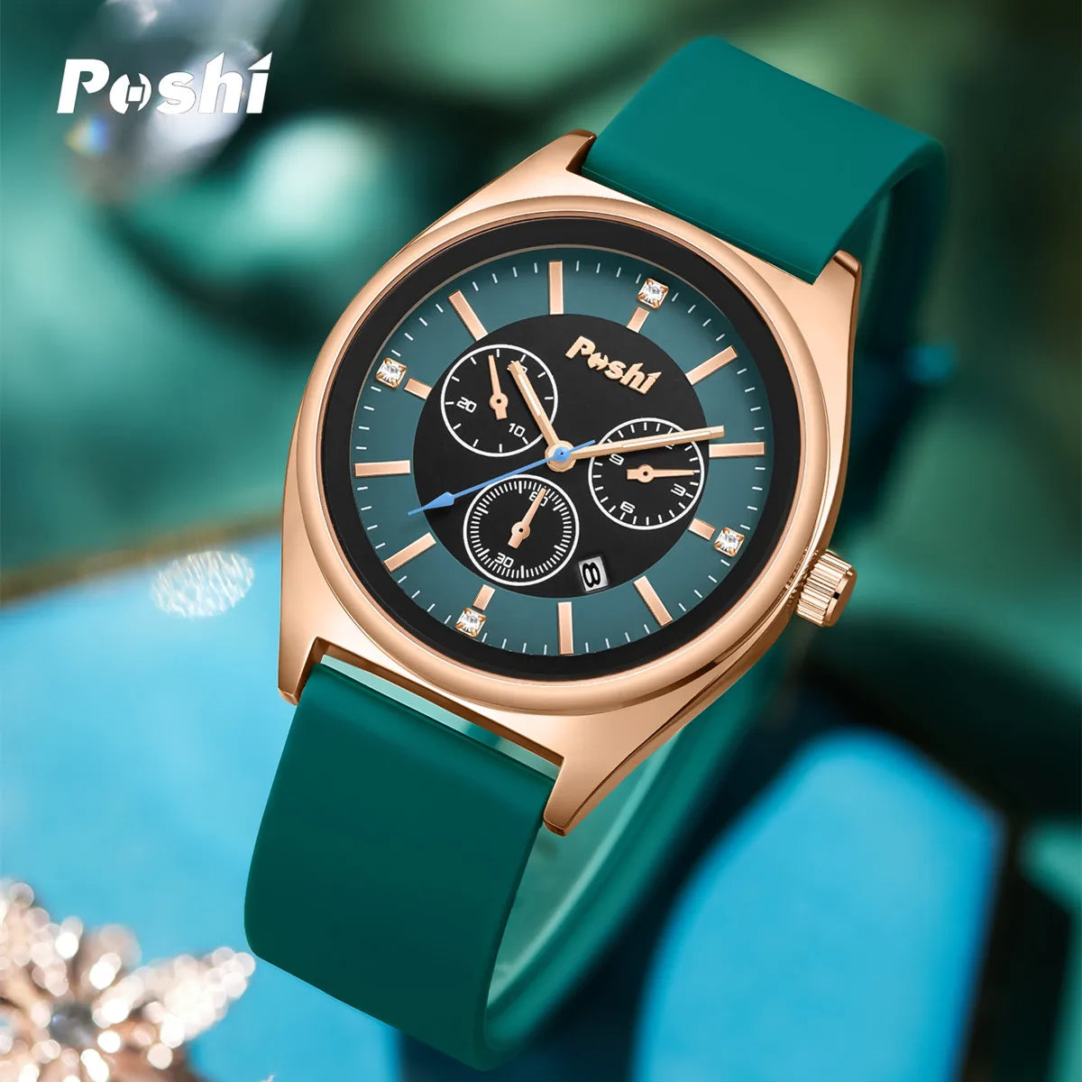 POSHI Fashion Women's Watches Luxury High Quality Silicone Strap