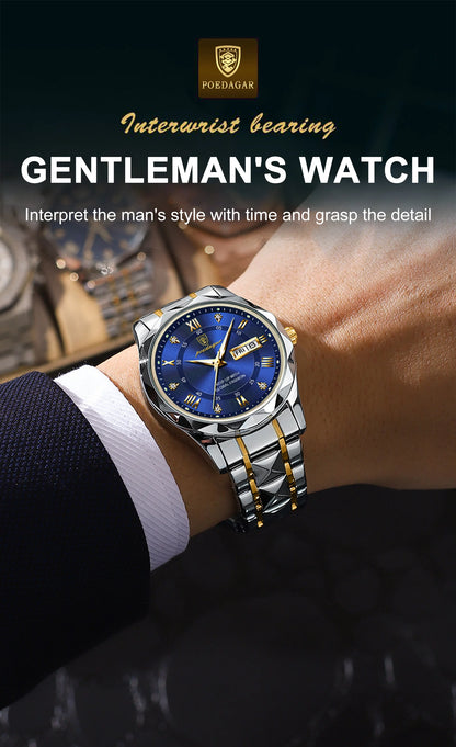 POEDAGAR Top Luxury Men Quartz Watch For Men Sports Waterproof