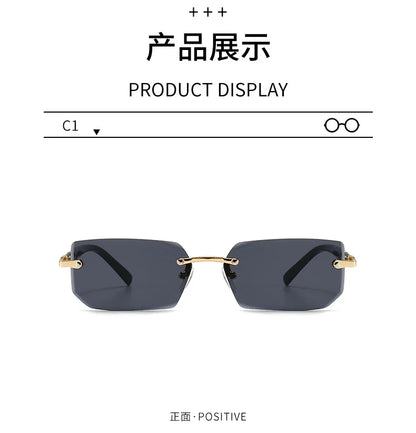 Rimless Sunglasses Rectangle Fashion Popular Women Men
