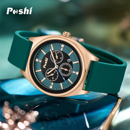 POSHI Fashion Women's Watches Luxury High Quality Silicone Strap