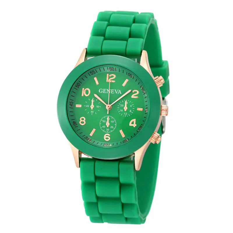 Famous Brand Geneva Ladies Fashion Watch Male and Female Student Silicone Quartz Wristwatch Clock Wholesale Relogio Feminino