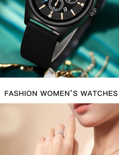 POSHI Fashion Women's Watches Luxury High Quality Silicone Strap