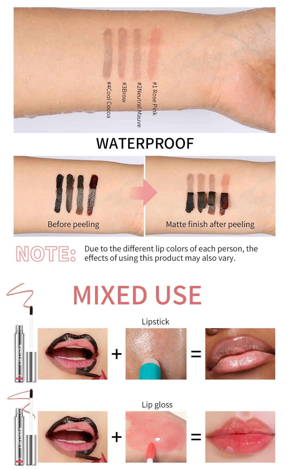 Waterproof Lip Liner Peel Off Tattoo Lipgloss Waterproof