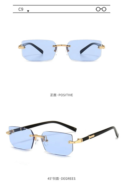 Rimless Sunglasses Rectangle Fashion Popular Women Men